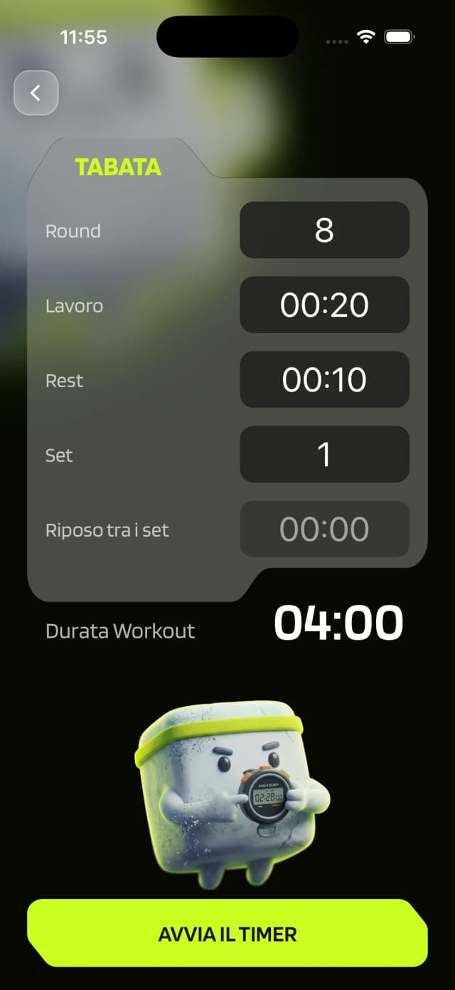 Tabata timer screen