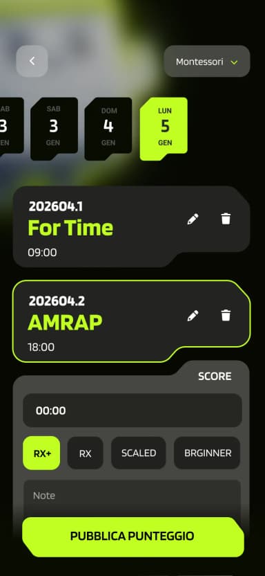 Workout tracking interface